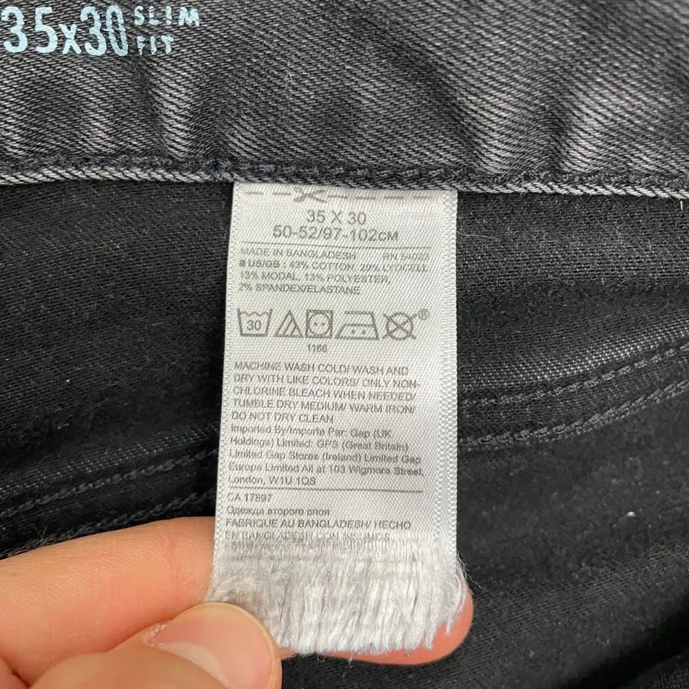 Banana Republic Traveler Slim Fit Denim Jeans Mens 35x30 Black Straight Casual